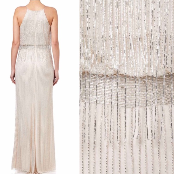 Adrianna Papell Gatsby drop waist fringed beaded sleeveless long dress - Picture 3 of 15